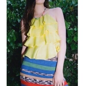 NWT Zara top yellow ruffles tank crop